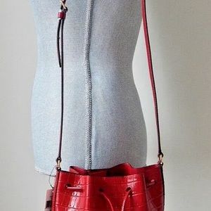 Ralph Lauren | Andie Embossed Leather Drawstring Bag